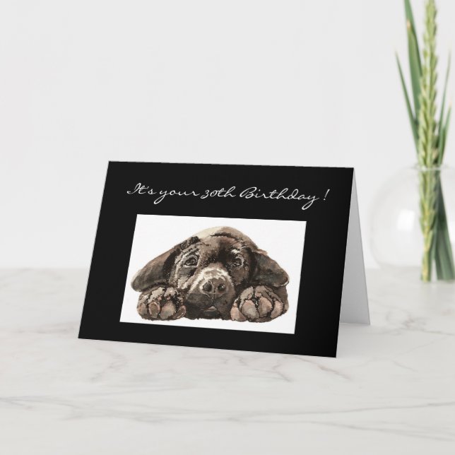 Tarjeta Gracioso cumpleaños 30, Labrador Recuperador (Anverso)
