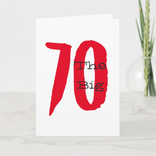 Tarjeta Gracioso, cumpleaños 70, gran texto rojo sobre bla
