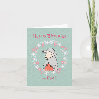 Tarjeta Gracioso cumpleaños feliz de oveja de punto