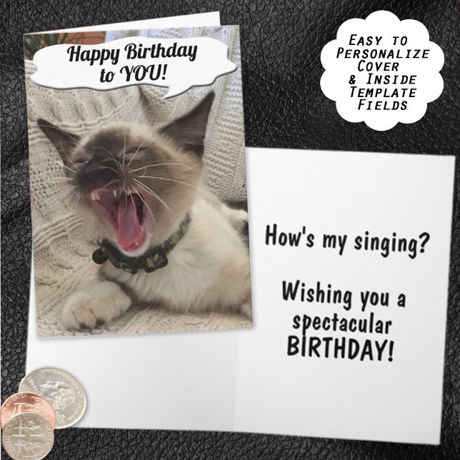 Tarjeta Gracioso cumpleaños feliz Siamese Kitten Fotografí (You've found a sweet card for the cat lover in your life. Personalize it for any occasion.)