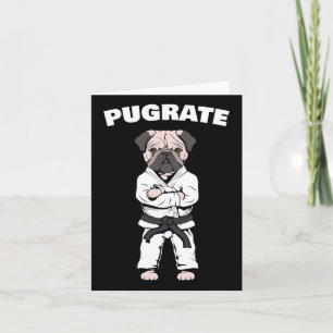 Tarjeta Gracioso Cute Pug Karate Black Belt Martial Art Lo