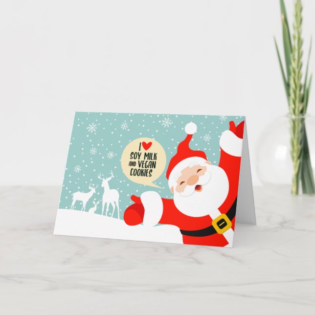 Tarjeta Gracioso cute vegan a Santa Claus (Anverso)