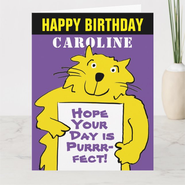 Tarjeta Gracioso deseo de diseño de gatos para un cumpleañ (Anverso)