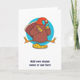 Tarjeta Gracioso Día de Acción de Gracias Turquía comiendo