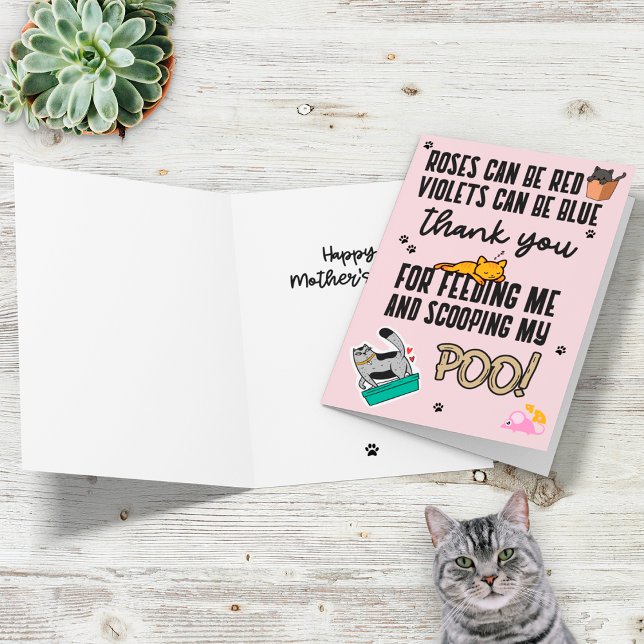 Tarjeta Gracioso día de la madre rosa dulce lindo del gato (Subido por el creador)