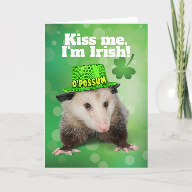 Tarjeta Gracioso Día de San Patricio Irlandés O'Possum (Anverso)