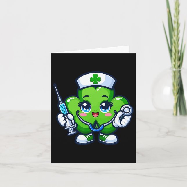 Tarjeta Gracioso Día De Sta Patrones Enfermera De Shamrock (Anverso)
