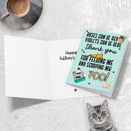 Tarjeta Gracioso Día del Padre Feliz Azul Cute de gato
