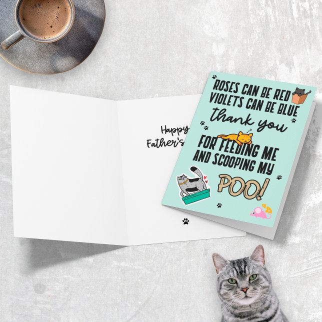 Tarjeta Gracioso Día del Padre Feliz Azul Cute de gato (Subido por el creador)