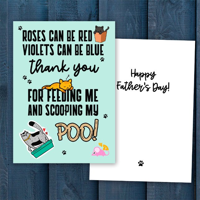 Tarjeta Gracioso Día del Padre Feliz Azul Cute de gato (Subido por el creador)