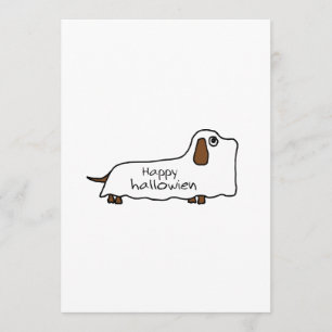 Tarjeta Gracioso dibujo de halloween fantasma dachshund