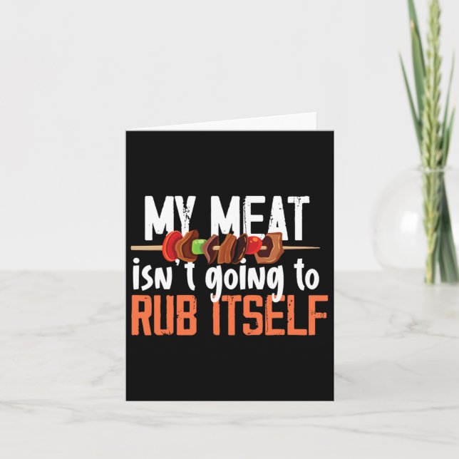 Tarjeta Gracioso Diseño De Barbeque De Rubo De Carne Para  (Anverso)