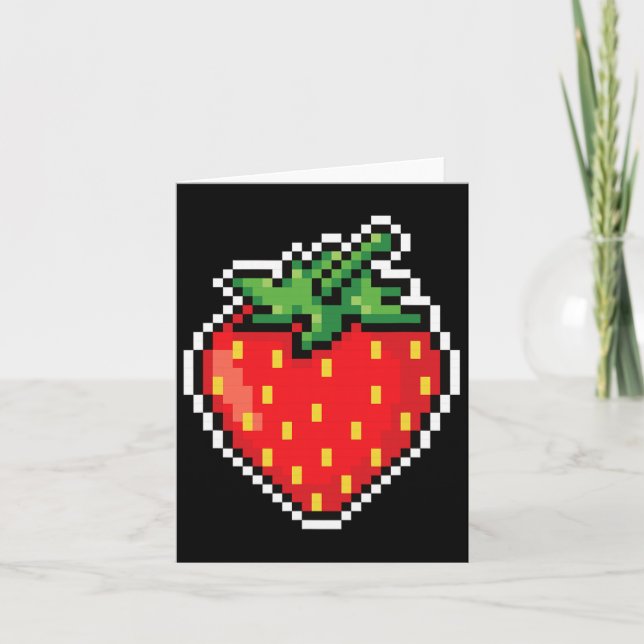 Tarjeta Gracioso disfraz fácil de Halloween Pixel Strawber (Anverso)