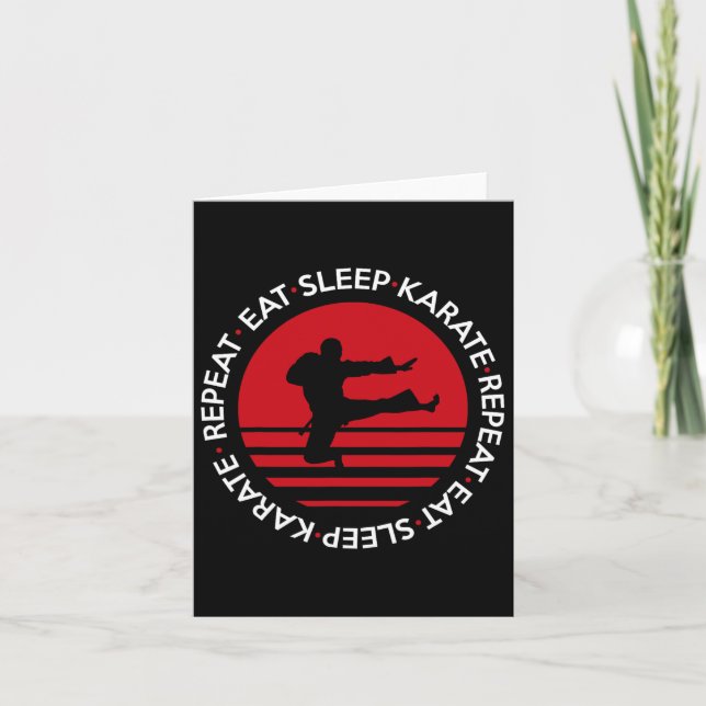 Tarjeta Gracioso Eat Sleep Karate Repetir (Anverso)