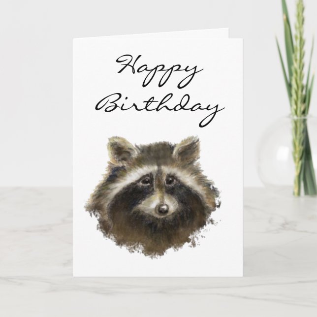 Tarjeta Gracioso, Edad Mayor, Humor, Raccoon Cumpleaños (Anverso)
