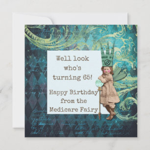 Tarjeta Gracioso Feliz 65º cumpleaños Medicare Fairy
