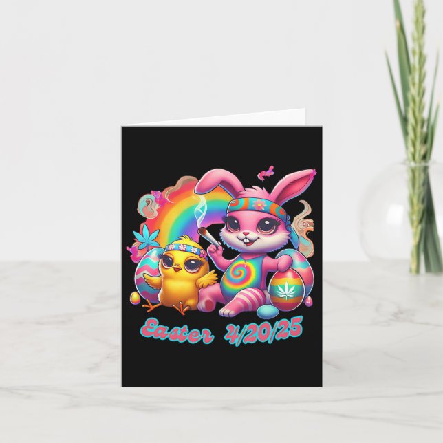 Tarjeta Gracioso Feliz Pascua Bunny Chick Smoed (Anverso)