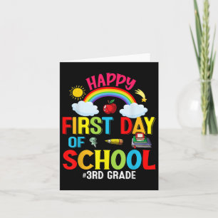 Tarjeta Gracioso Feliz Primer Día De La Escuela, 3º Grado 