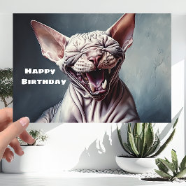 Tarjeta Gracioso gato calvo Sphynx Pussy - Feliz cumpleaño