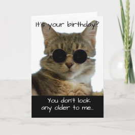 Tarjeta Gracioso gato con gafas cumpleaños