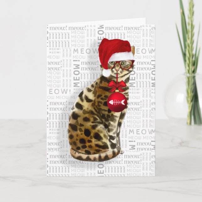 Tarjeta Gracioso gato de Navidades bengalíes (Anverso)