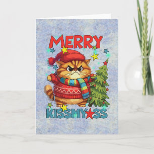 Tarjeta Gracioso gato de navidades de mal humor