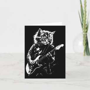 Tarjeta Gracioso Gato De Rock Tocando Guitarra Para Música