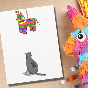 Tarjeta Gracioso gato Fiesta viendo el cumpleaños de Piñat