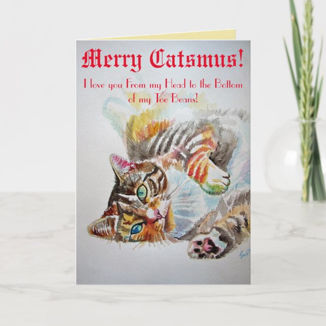 Tarjeta Gracioso gato Gatos Amor Jugas de Toque Feliz Tarj (Anverso)