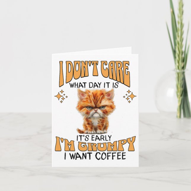 Tarjeta Gracioso gato Grumpy Café Amante Sarcástico que qu (Anverso)