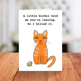 Tarjeta Gracioso gato jengibre que deja el retiro