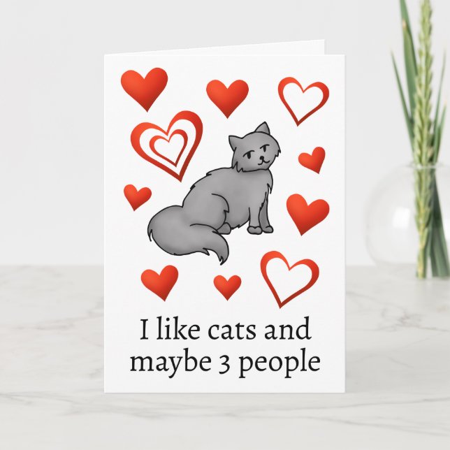 Tarjeta Gracioso Gato Lover Feliz Día de San Valentín (Anverso)