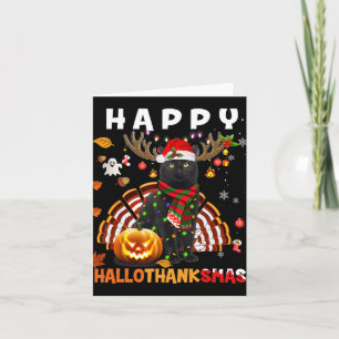 Tarjeta Gracioso Gato Negro Halloween Navidades Cat Happy