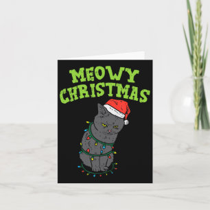 Tarjeta Gracioso gato negro Navidades miowy Graciosos gato