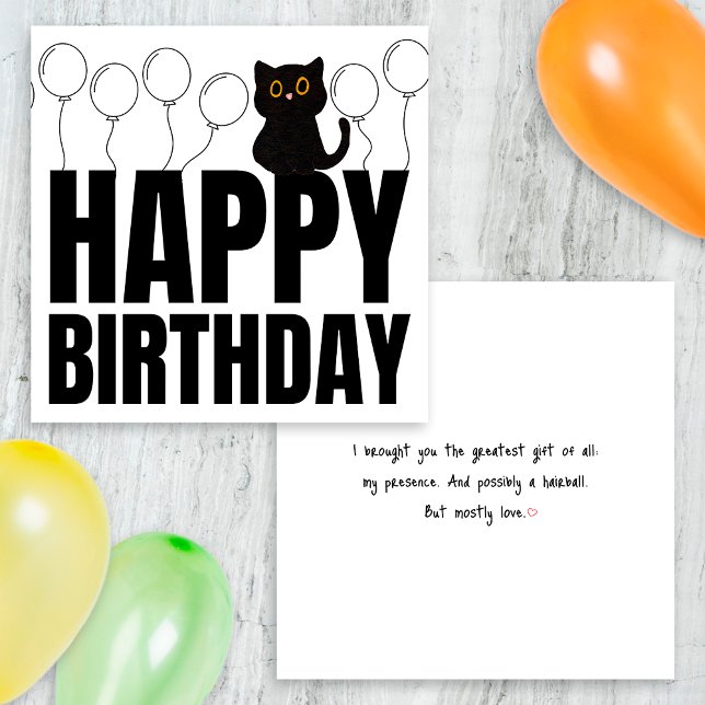 Tarjeta Gracioso gato negro y blanco feliz cumpleaños (Subido por el creador)