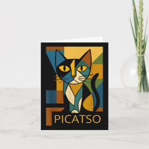 Tarjeta Gracioso gato Picatso - Cubism Art Style - Desi vi