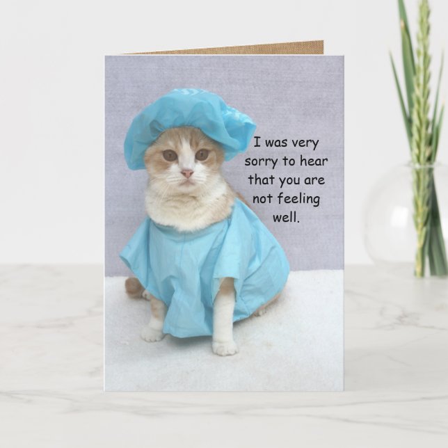 Tarjeta Gracioso gato ponerse bien (Anverso)
