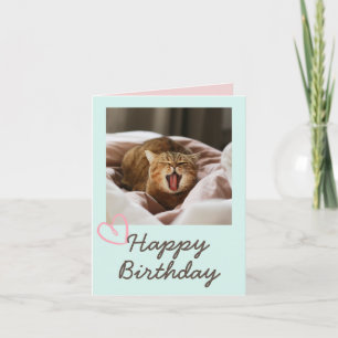 Tarjeta Gracioso Gato Yawning y cumpleaños feliz