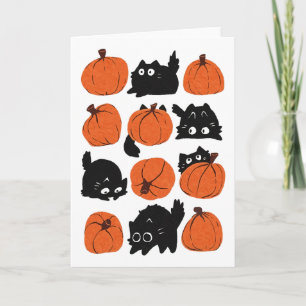 Tarjeta Gracioso Gatos Retro Groovy Calabaza Halloween Tha