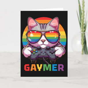 Tarjeta Gracioso Gaymer Cat Gamer Lgbtq Orgullo Vídeo Arco