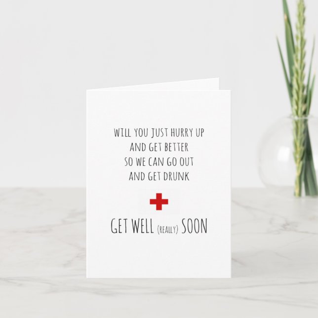 Tarjeta Gracioso Get Well Note Card - Get Well Card (Anverso)