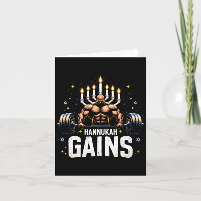 Tarjeta Gracioso gimnasio judío Hanukkah Hannukah Gana (Anverso)