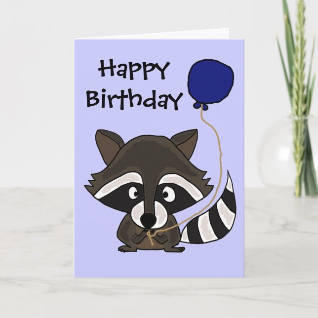 Tarjeta Gracioso globo de contención de Raccoon (Anverso)