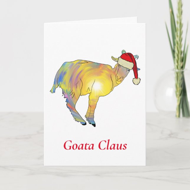 Tarjeta Gracioso Goat a Claus Navidades humor (Anverso)