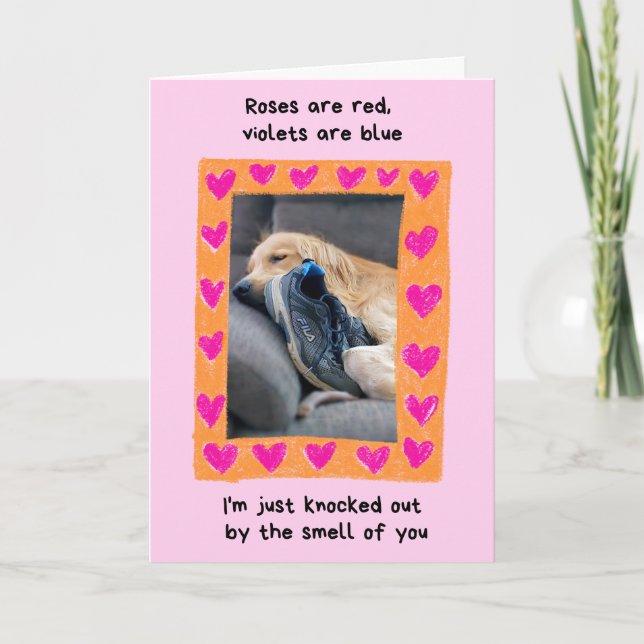 Tarjeta Gracioso Golden Retriever con Shoe Valentine (Anverso)