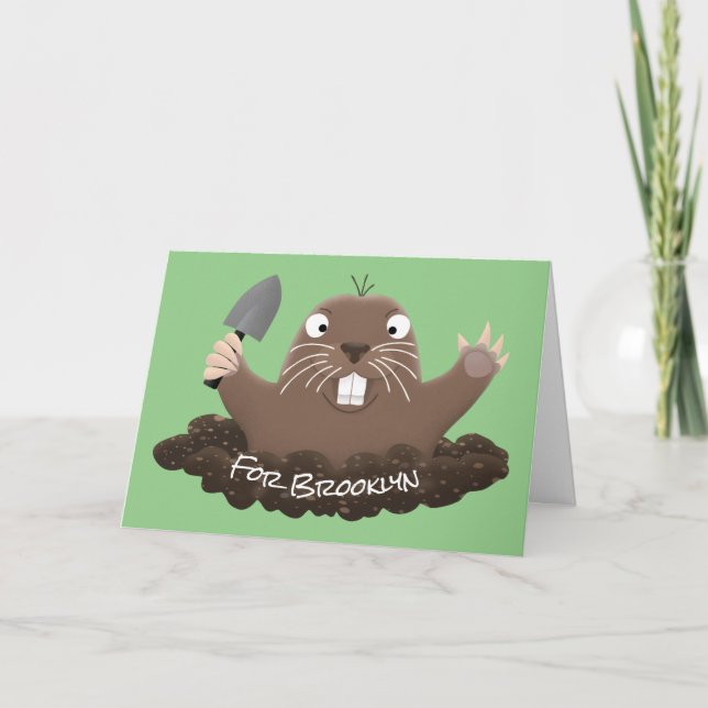 Tarjeta Gracioso gopher digging personalizado ilustracion (Anverso)