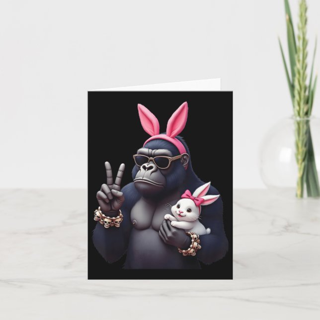 Tarjeta Gracioso Gorila Bunny Guay Easter, Curte &amp; Edg (Anverso)