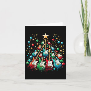 Tarjeta Gracioso Guitar Santa Hat Christmas Tree Guitar Mu