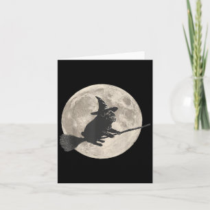 Tarjeta Gracioso Halloween Bruja Pug Moon Trick or Trek So