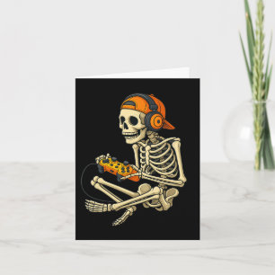 Tarjeta Gracioso Halloween Skeleton Gamer Video Gaming Boy